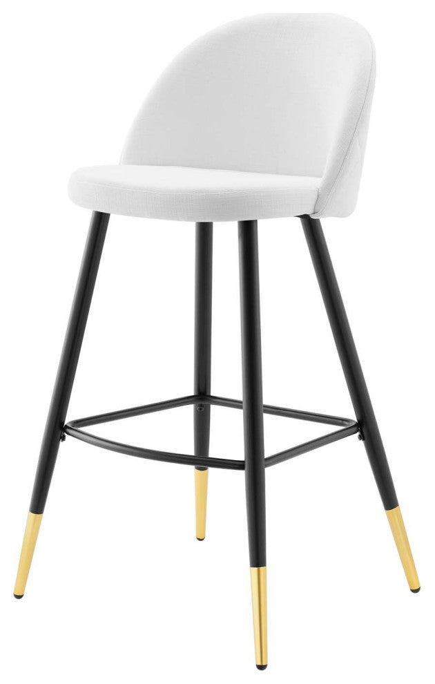 Bar Stool Chair Barstool, Set of 2, Fabric, Metal, White, Modern, Bar Pub Bistro