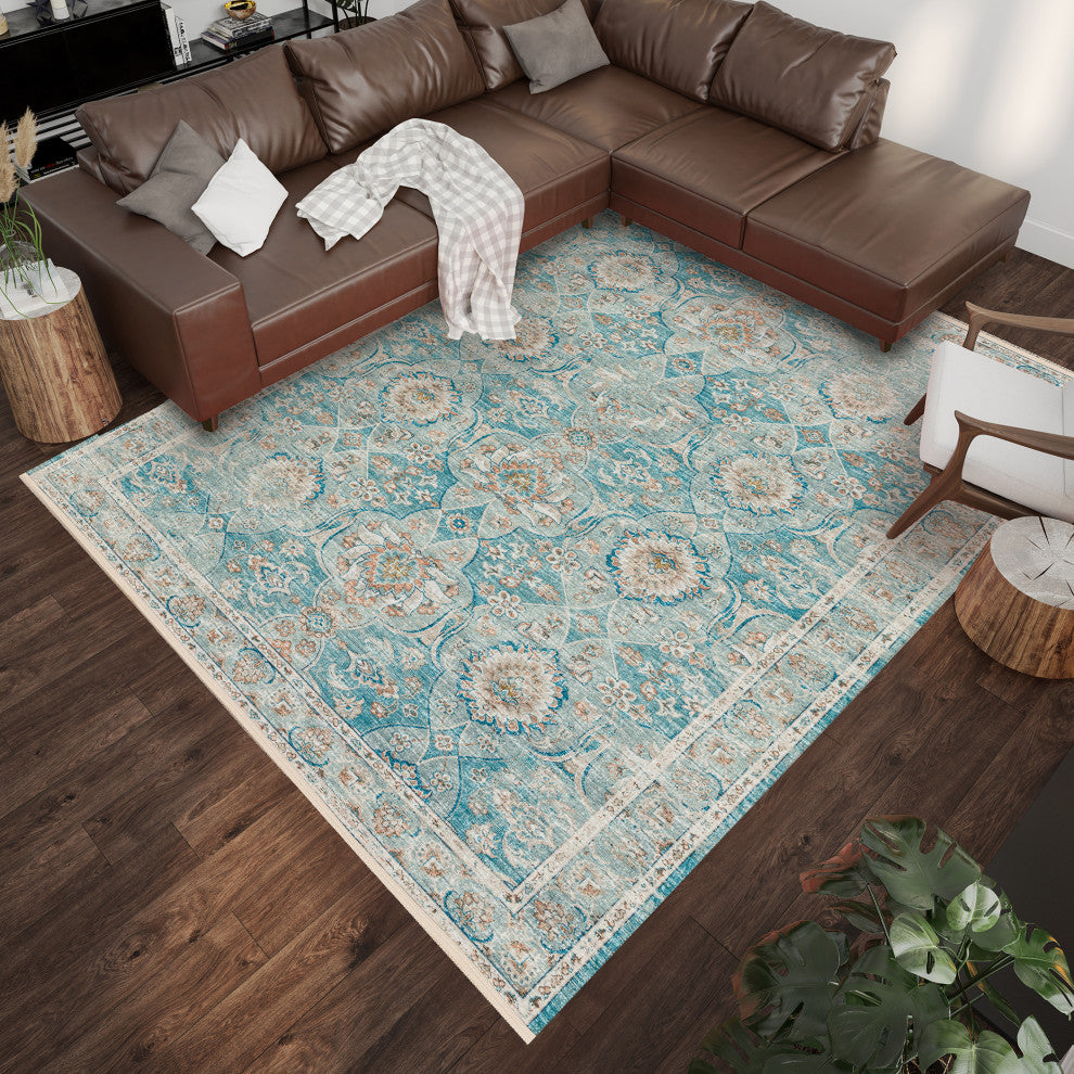 Indoor/Outdoor Marbella MB5 Mediterranean Machine Washable 3' x 5' Rug