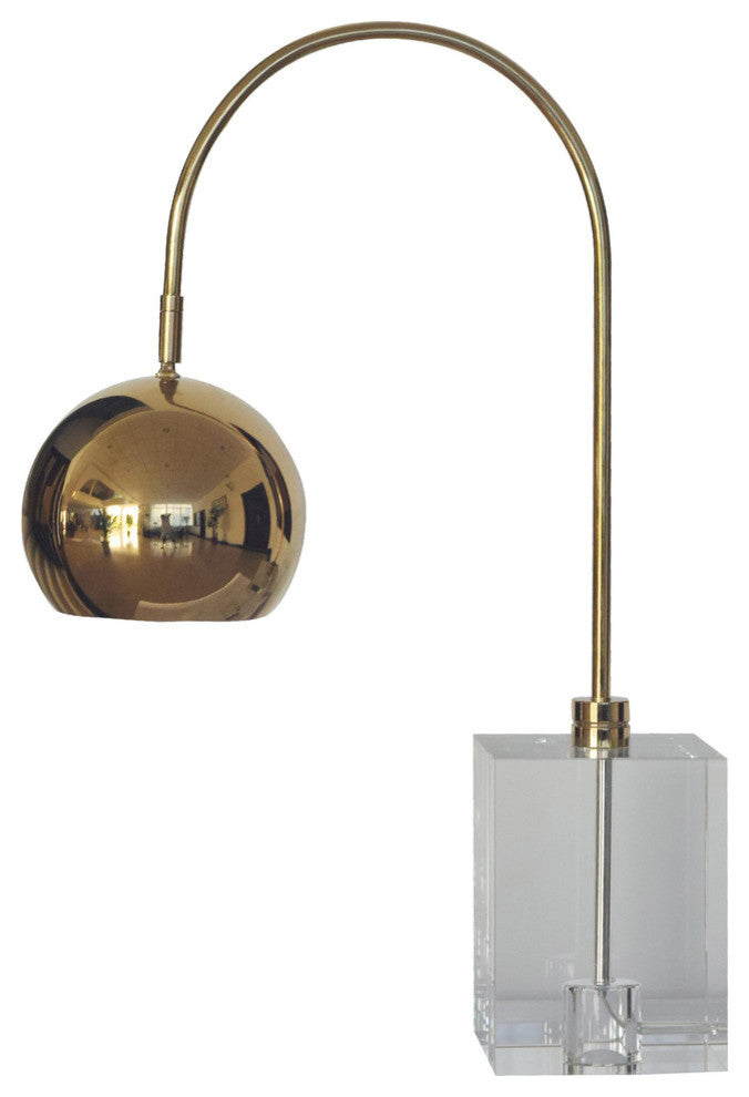 Clear Crystal Base Table Lamp, Gold