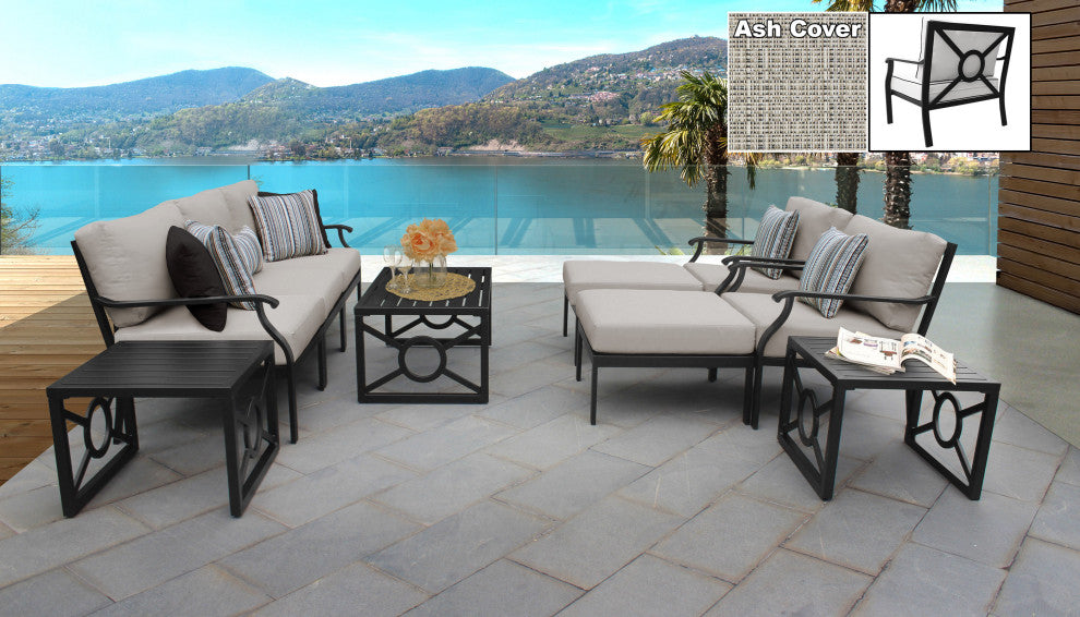 kathy ireland Madison Ave. 10 Piece Aluminum Patio Furniture Set 10c, Truffle