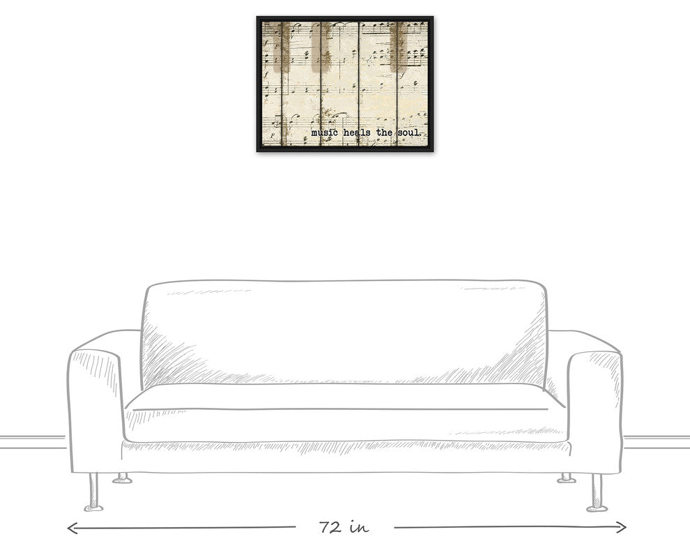 Piano Keys Music  18x24 Black Floating Framed Canvas