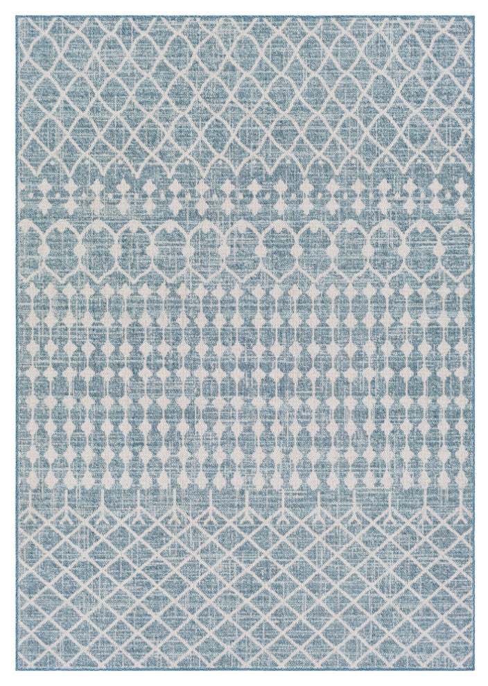 Surya Veranda VRD-2307 6'7"x9' Rug, Dark Blue/Taupe/Ivory