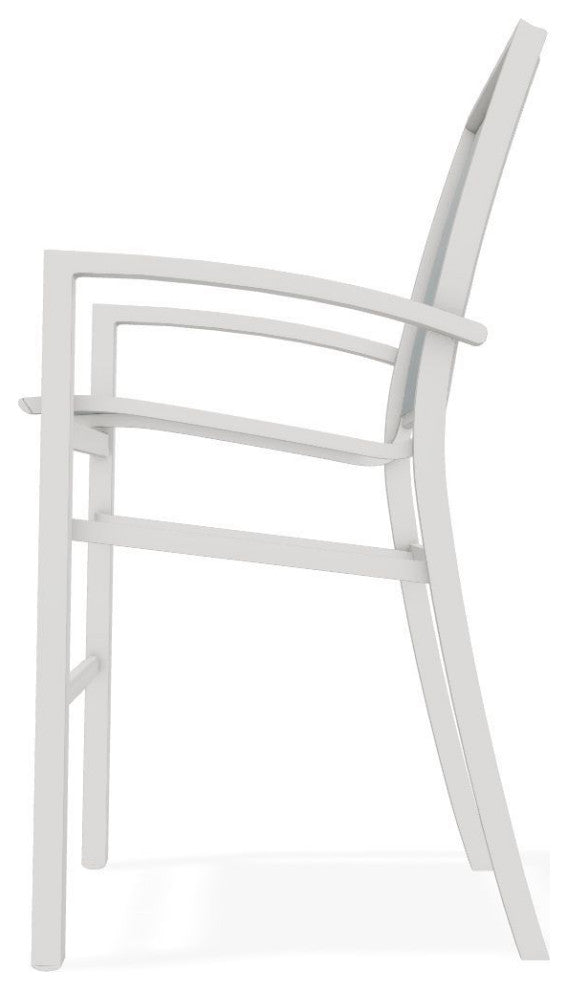 Kendall Sling Bar Height Stackable Outdoor Stool, Charm/Snow