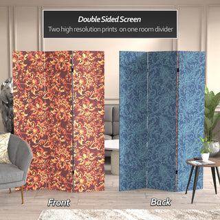 6' Tall Double Sided Floral Wallpaper Canvas Room Divider