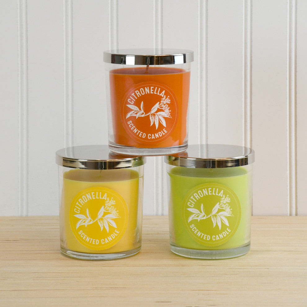 Citronella Scented Candles in 10oz Glass Jars, Set of 3