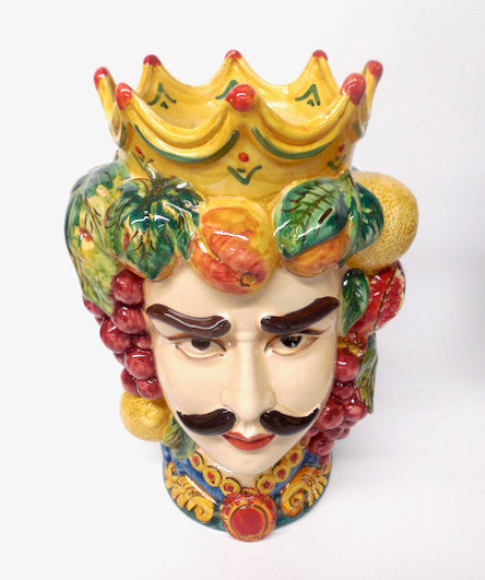 Sicilian Ceramiche Artistiche La Giara 14"� Signore e Signora Head Vase Pair