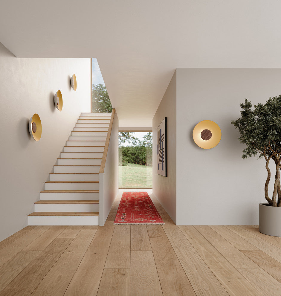 Volo 18" Flush Mount, Cava, Walnut Disc, Integrated LED, 4000k