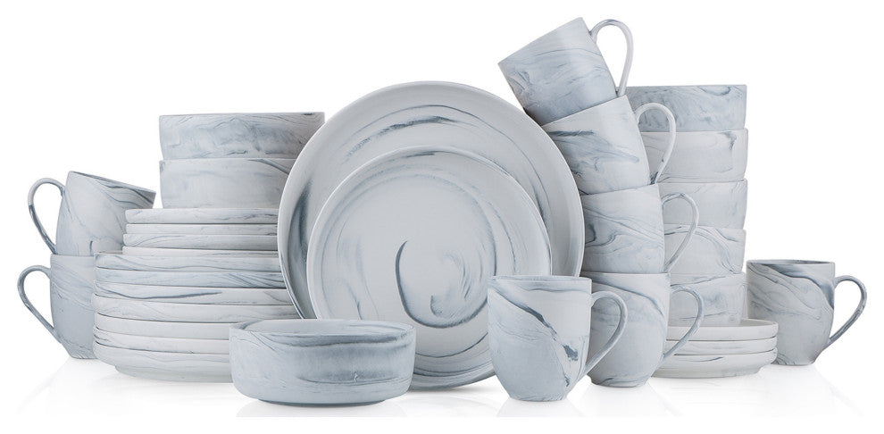 Stone Lain Brighton Porcelain 32 Piece Dinnerware Set, Gray