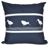 Birdwalk, Animal Print Pillow, Navy Blue, 16"x16"