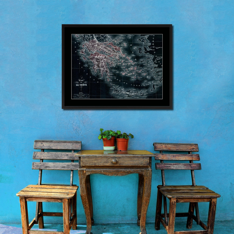 Greece Vintage Vivid Color Map Canvas, 16"x21"