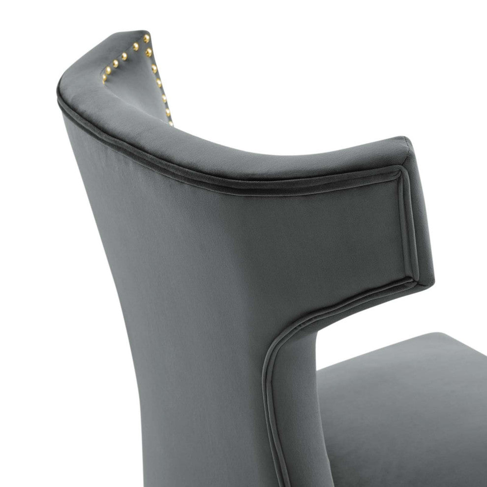 Curve Performance Velvet Dining Chairs, Set of 2, Gray