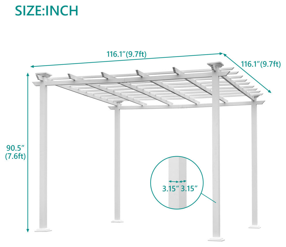 10'x10' Iron Frame Outdoor Patio White Pergola Gazebo