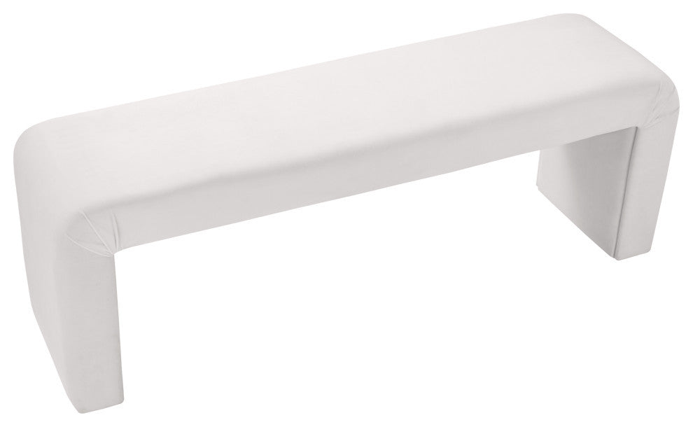 Minimalist Velvet Upholstered Bench, Cream