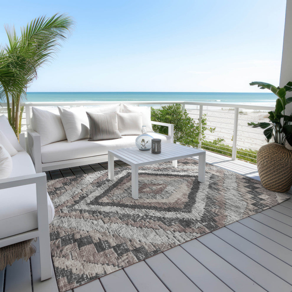 Machine Washable Indoor/Outdoor Chantille ACN1890 Taupe 8' x 10' Rug