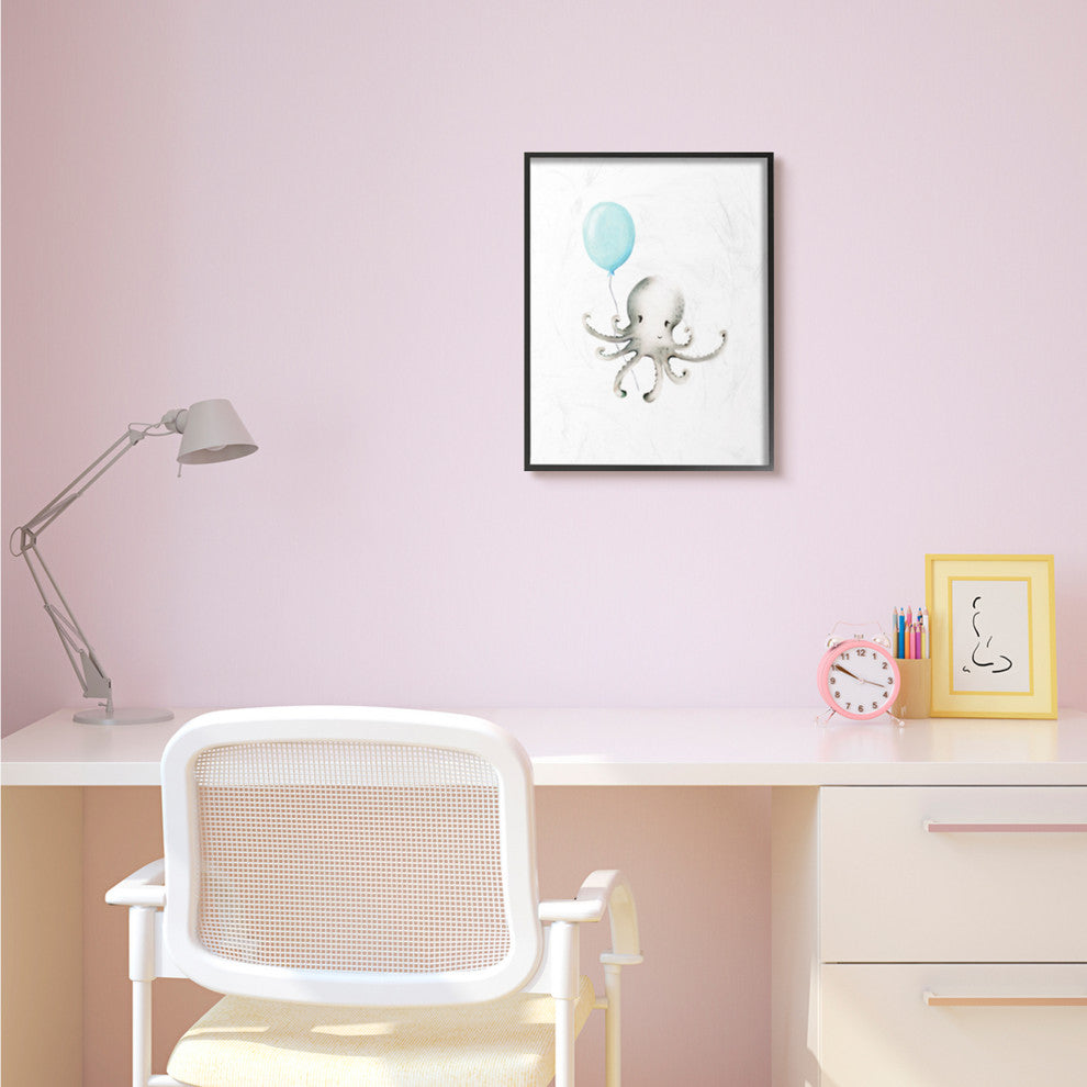 Cute Cartoon Baby Octopus Ocean Animal Painting, 16"x20"