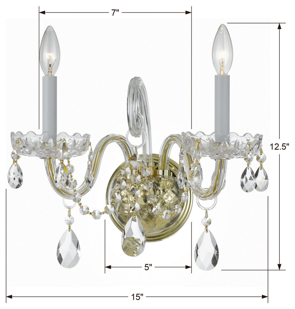 Crystorama Lighting Group 1032-CL-MWP Traditional Crystal 2 Light - Polished