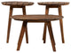 3-Piece Acacia Round Coffee Table and Side Tables - Dark Brown