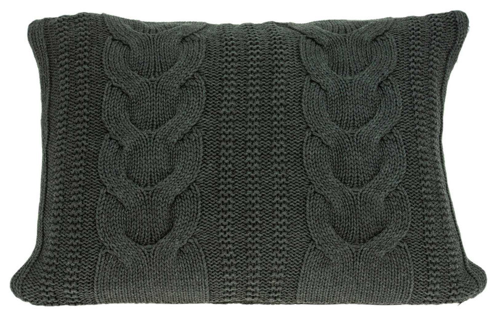 HomeRoots 24" x 5" x 16" Transitional Gray Pillow Cover With Poly Insert
