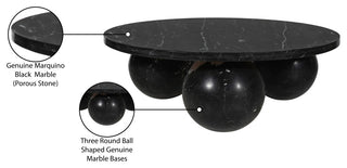 Spherical Coffee Table, Black, Genuine Marble