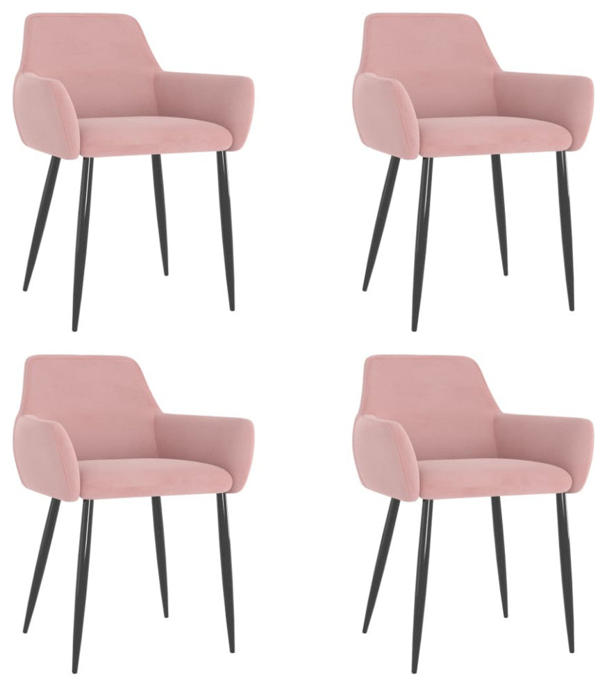 vidaXL Dining Chairs 4 pcs Pink Velvet