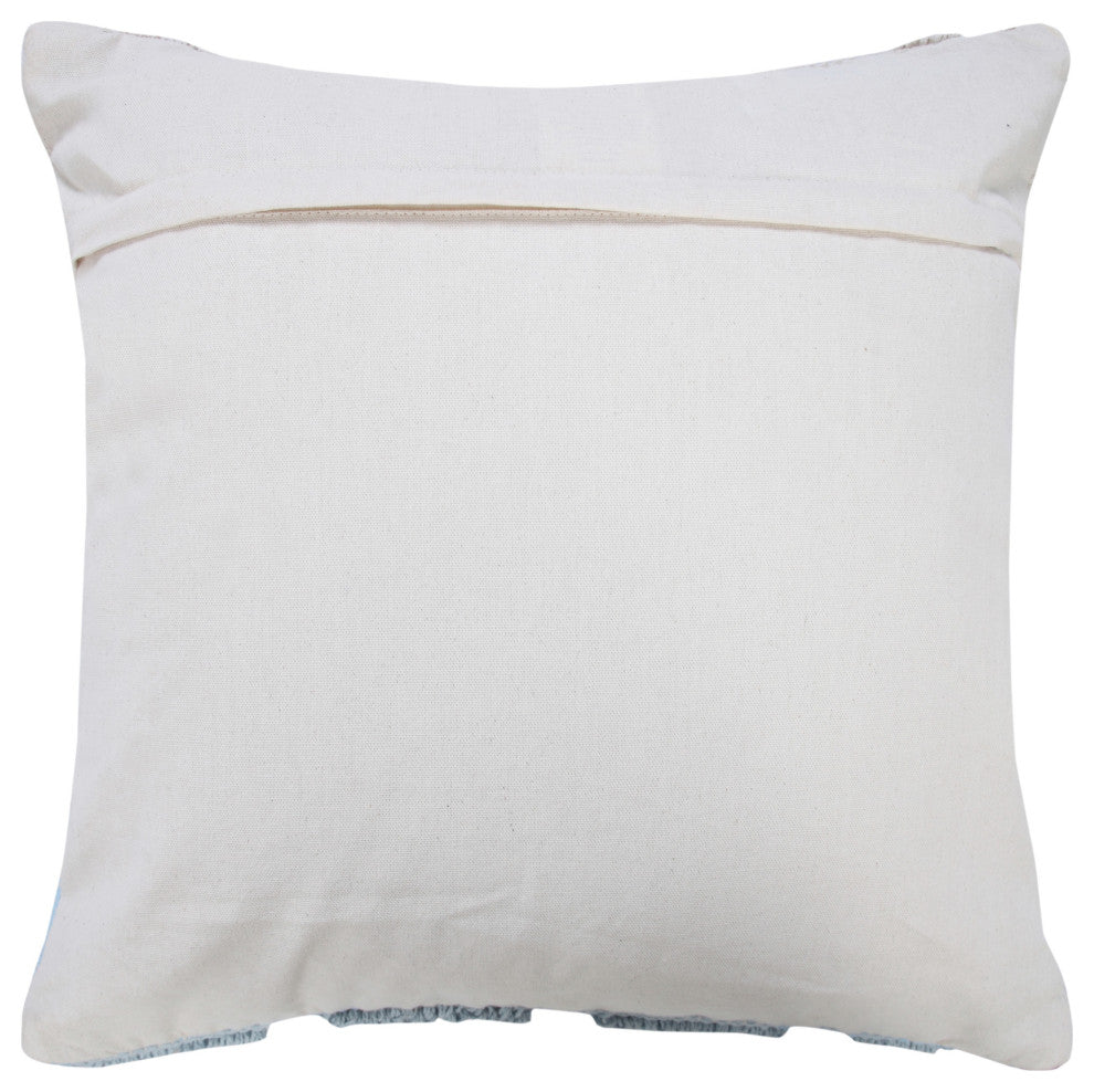 Ox Bay Handwoven Gray/White Geometric Organic Cotton Pillow Cover, 20"x20"