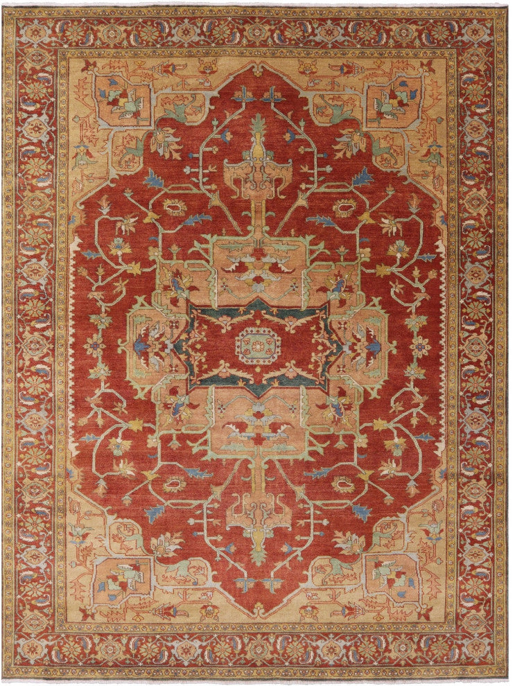 8' 10" X 11' 11" Persian Fine Serapi Handmade Wool Rug - Q16022