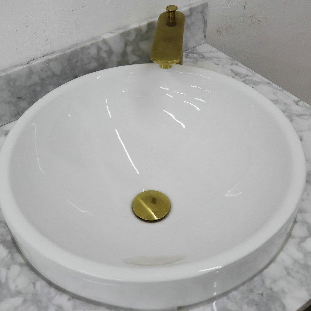 61" Double Sink Vanity, Dark Gray Finish With White Carrara Marble