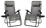 Adjustable Folding Mesh Zero Gravity Reclining Lounge Chair, Set of 2, Gray