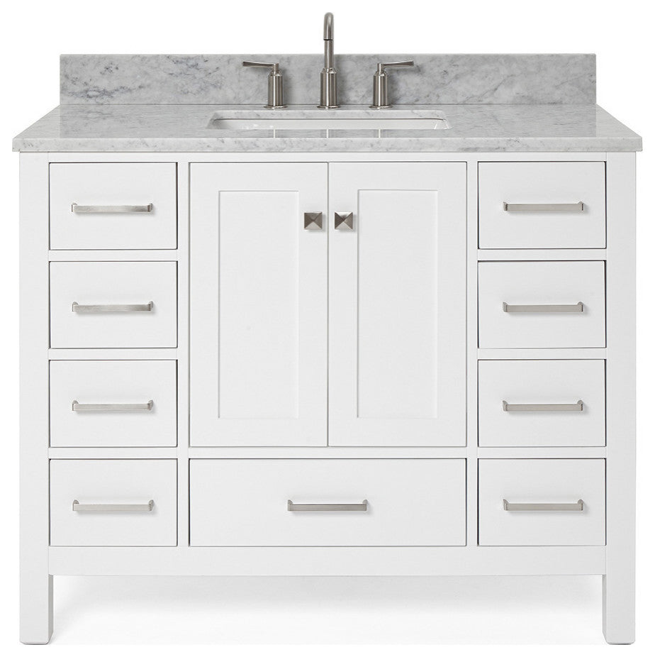 ARIEL Cambridge 43" Rectangle Sink Bath Vanity Carrara Marble
