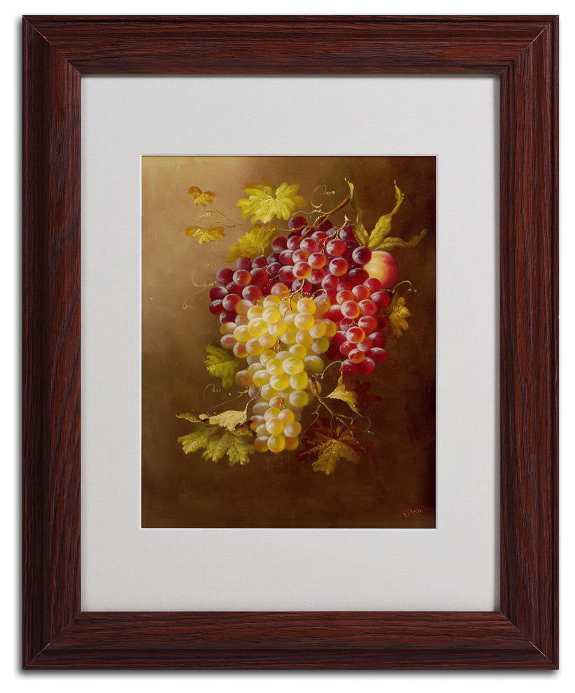 'Still Life with Grapes' Matted Framed Canvas Art by Rio