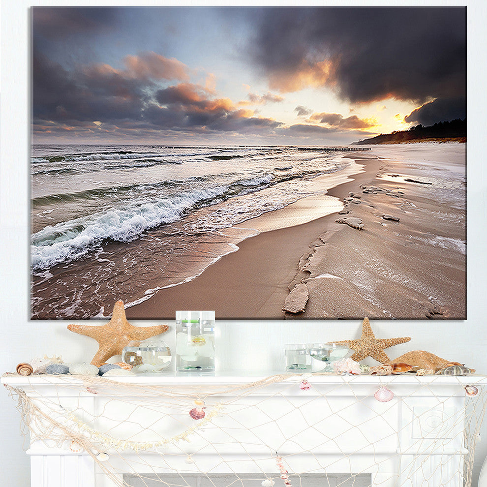 "Shore of Baltic Sea During Winter" Seashore Canvas Wall Art, 40"x30"