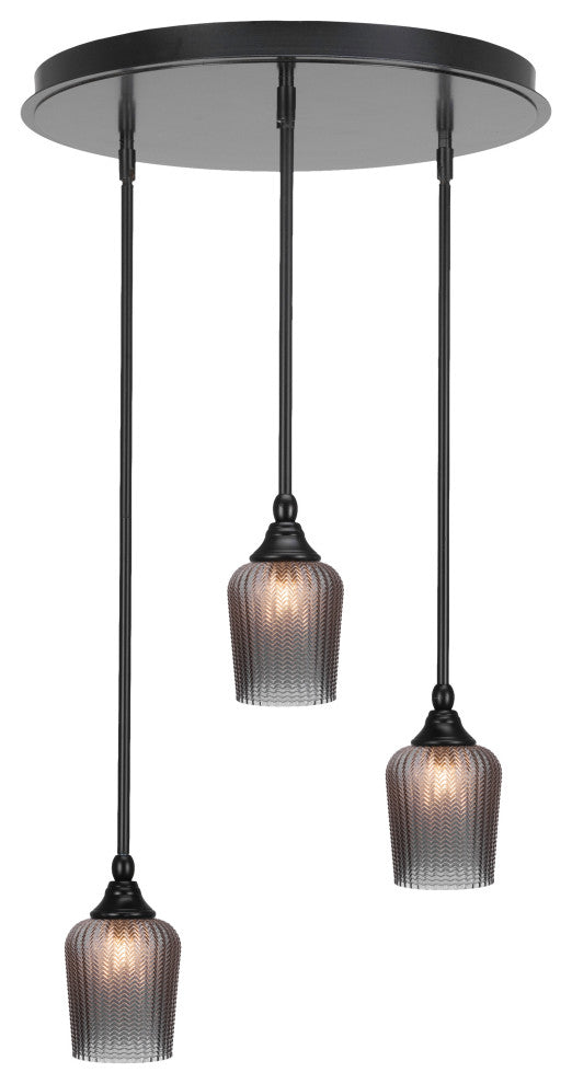 Empire 3-Light Cluster Pendalier, Matte Black/Smoke Textured