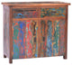 Recycled Teak Wood Chest With 2 Doors and 2 Drawers