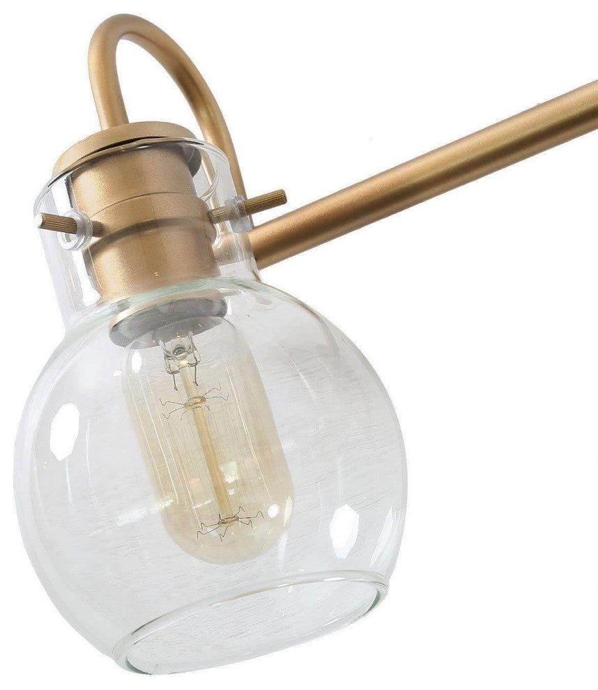 LNC 3-Light Matte Gold and Clear Glass Shade LED Modern Bathroom Vanity Light