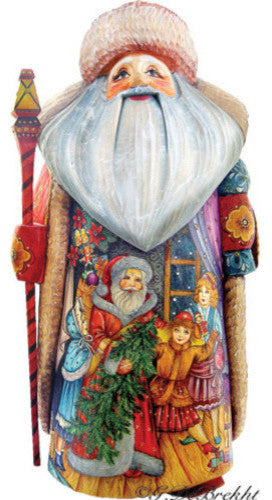 Artistic Wood Carved Santa Claus Christmas Night Sculpture