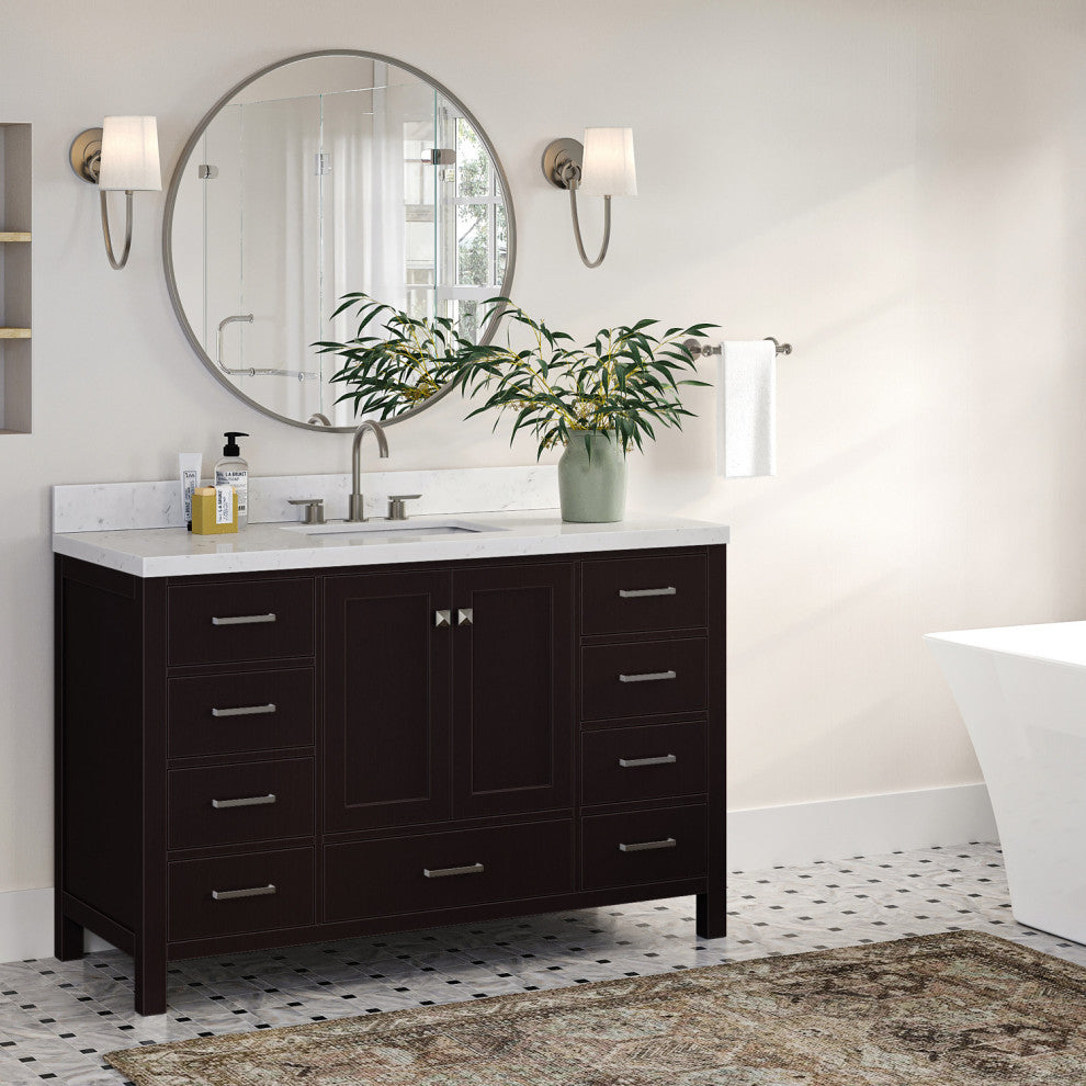 Ariel Cambridge 54" Single Rectangle Sink Vanity, Carrara Quartz