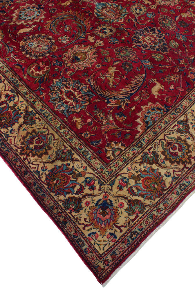 Fine Vintage Distressed Muqtadir Red Rug, 9'5x12'8