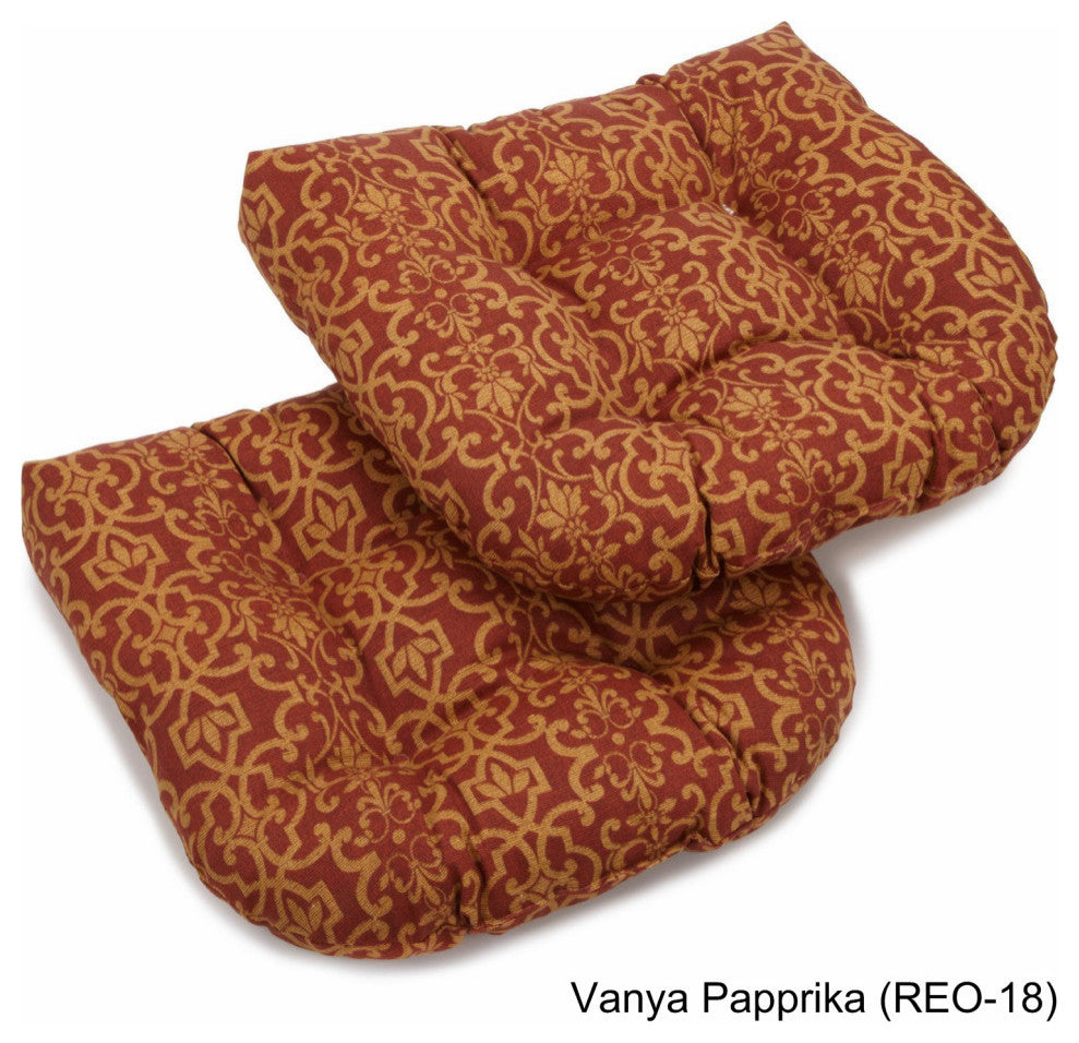 19" U-Shaped Outdoor Tufted Dining Chair Cushion, Set of 2, Vanya Papprika
