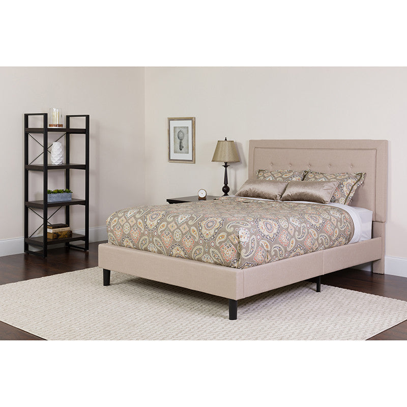 Twin Platform Bed-Beige