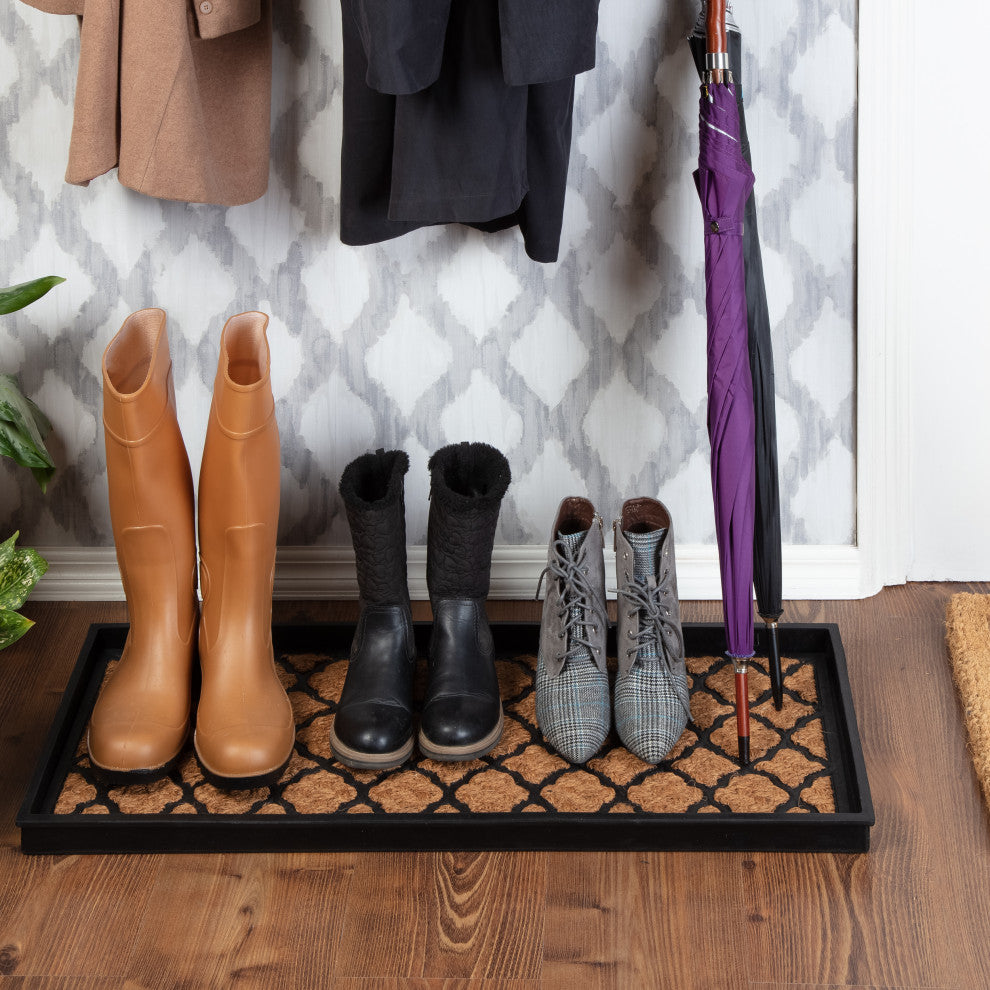 34.5"x14"x1.5" Rubber Boot Tray With Trellis Coir and Rubber Insert
