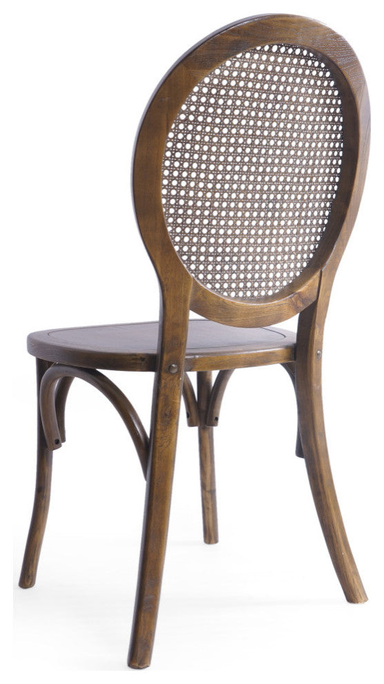 Lampman Elm Wood and Rattan Dining Chair, Set of 2, Brown