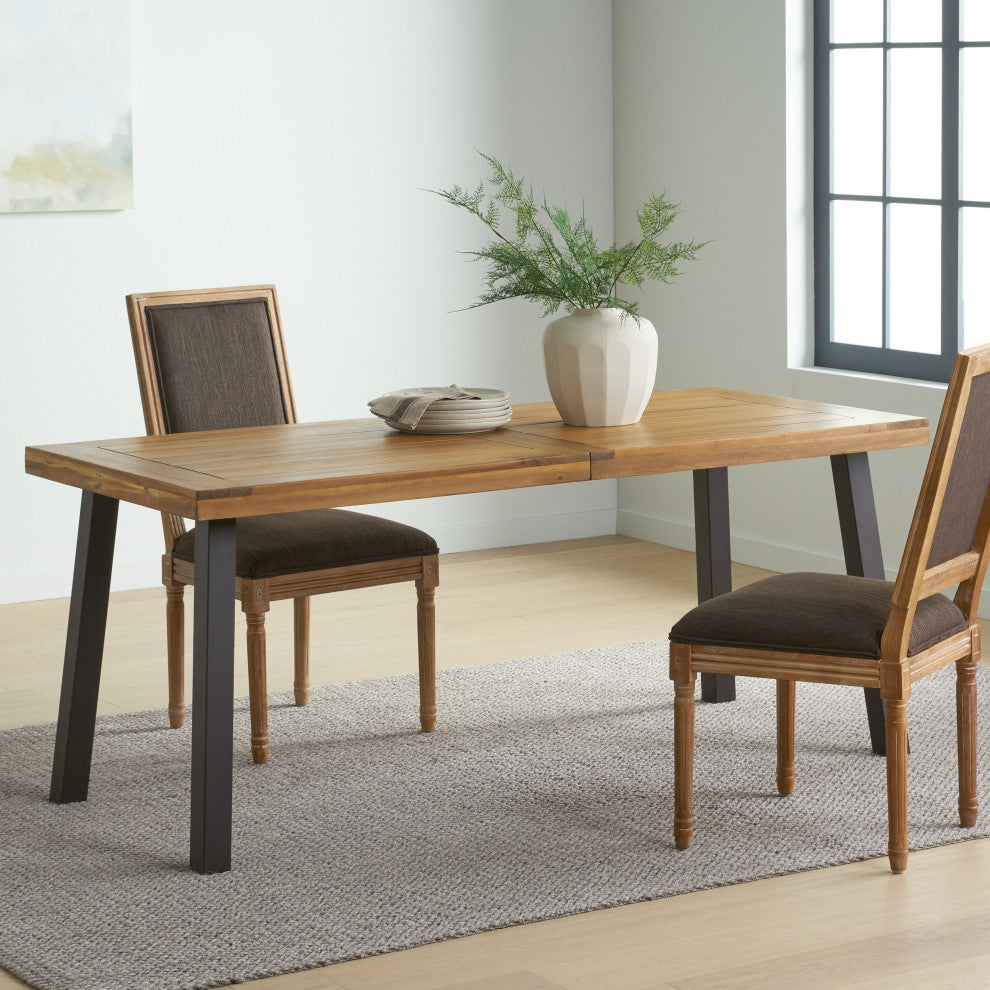 Daria Natural Stained Acacia Wood Dining Table, Natural Stained