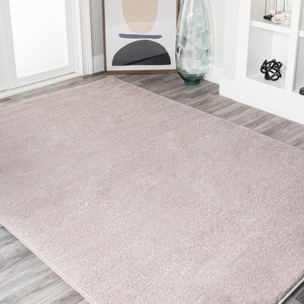 Haze Solid Low-Pile Runner Rug, Beige, 9 X 12