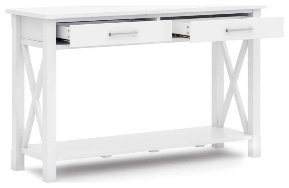 Kitchener Solid Wood 47" Contemporary Console Sofa Table, White