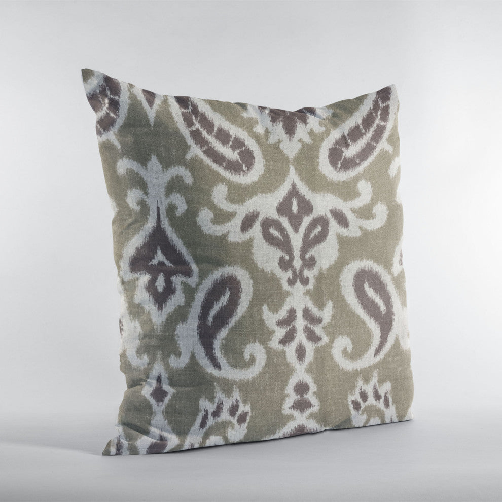 Plutus Shoshone Valley Brown Ikat Luxury Outdoor/Indoor Throw Pillow, Double Sided  18" X 18"