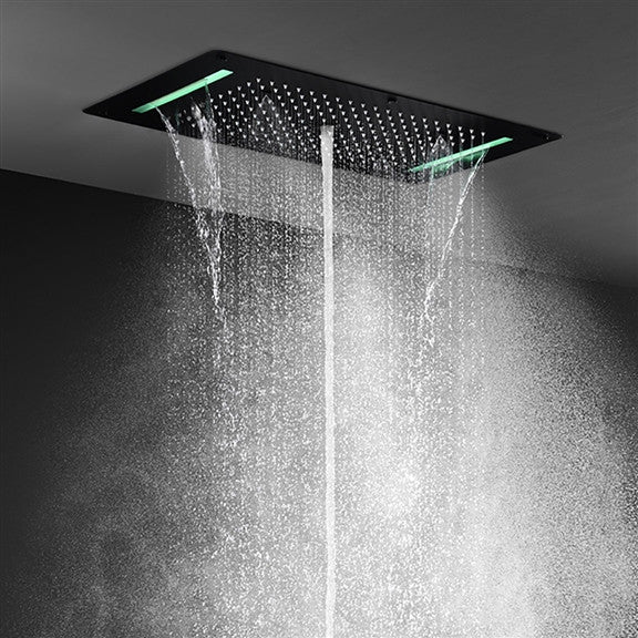 LED 6-WayThermostatic Shower System With Jetted Body Sprays, and Hand Shower