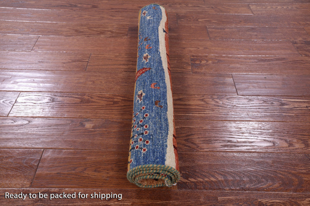2' 10" X 4' 1" Handmade Tribal Persian Gabbeh Wool Rug Q10712