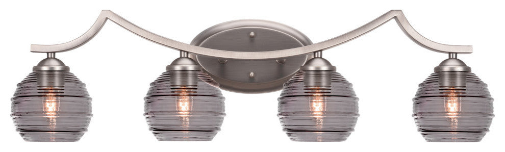 Zilo 4 Light Bath Bar Shown, Graphite Finish With 6" Smoke Ribbed Glass