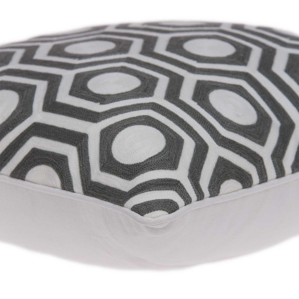HomeRoots 20" x 0.5" x 20" Traditional Gray and White Pillow Cover