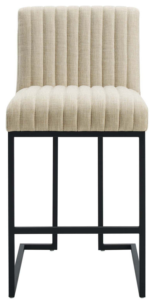 Indulge Channel Tufted Fabric Counter Stool, Beige